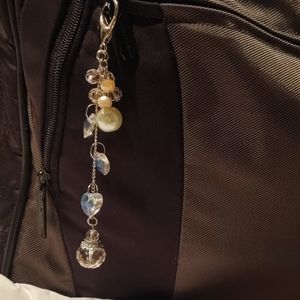 Boho Purse charm, keychain, zipper pull, pink hearts